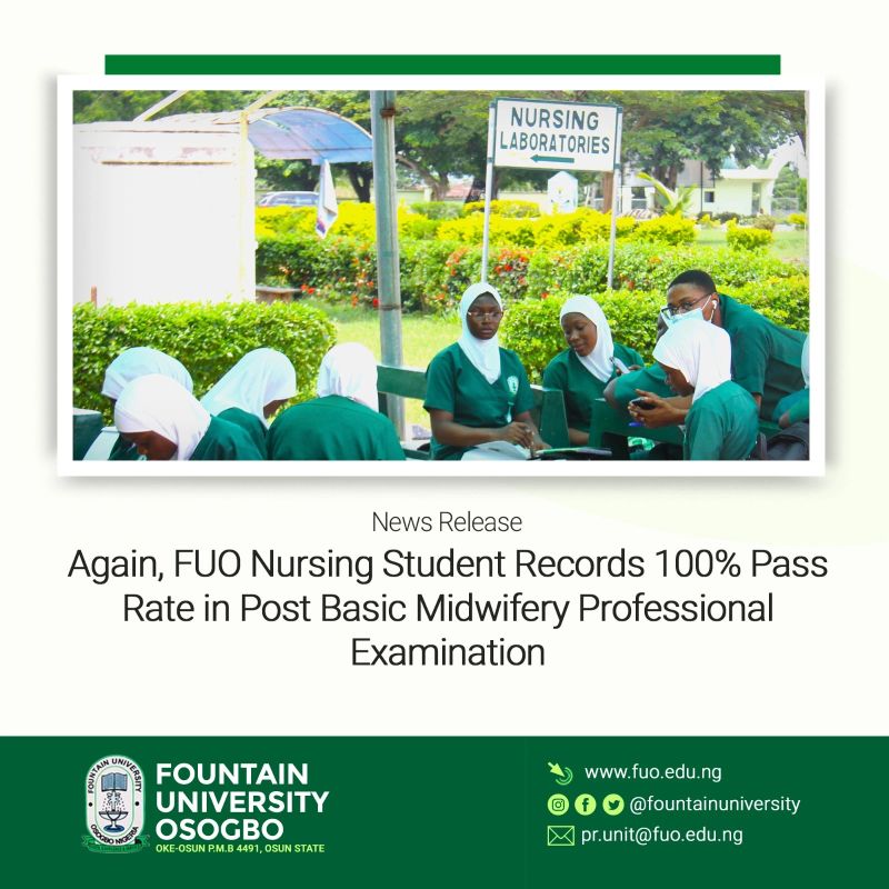 Again, FUO Nursing Student Records 100% Pass Rate in Post Basic Midwifery Professional Examination