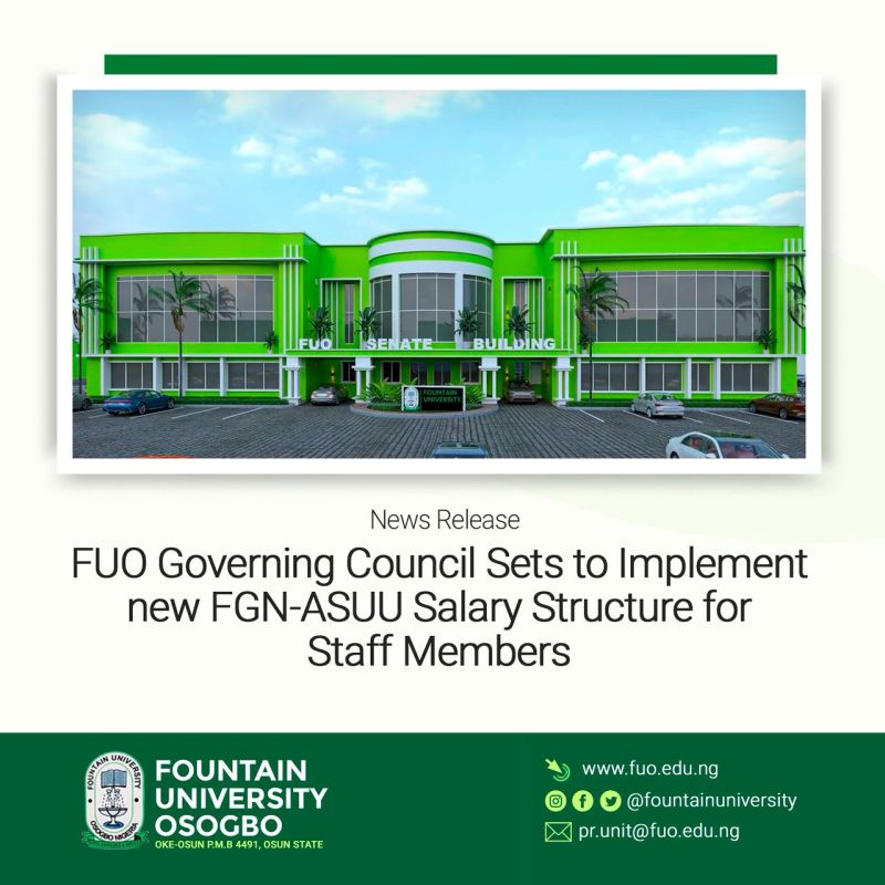 FUO Governing Council Sets to Implement new FGN-ASUU Salary Structure for Staff Members